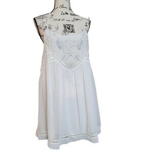 Lovers + Friends White Beaded Neck Short Dress - Size Medium